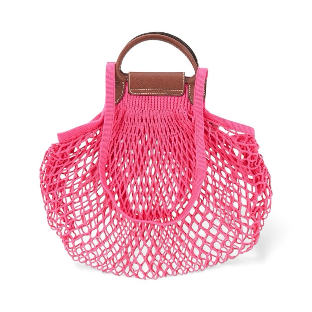 NWT Longchamp Le Pliage Filet Knit L Mesh Bag in Candy Pink - Picture 2 of 16